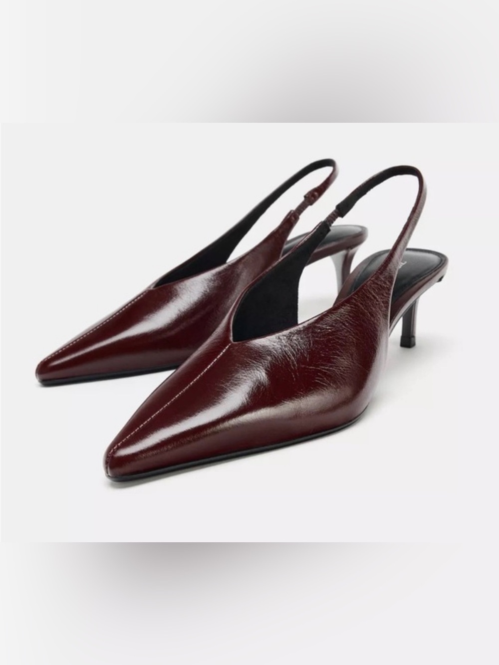 Zara Pointed Slingback Kitten Heels in Burgundy size 36/6
